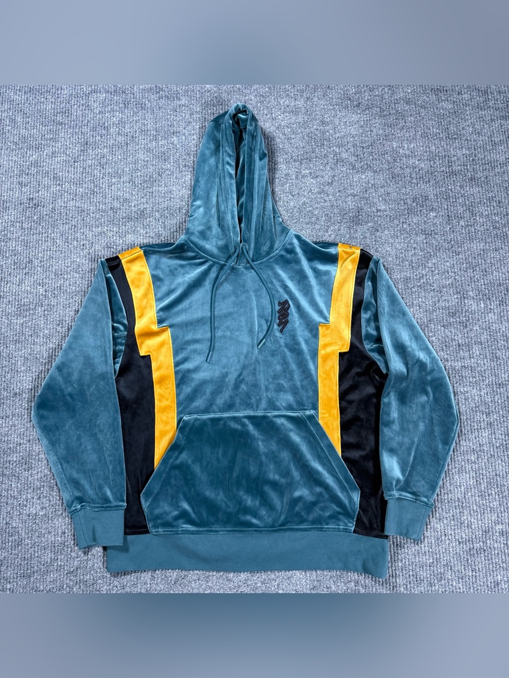 Nike Jordan Zion Velour Hoodie Mens L Dark Teal Green Gold Track Suit DJ5881-393